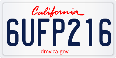 CA license plate 6UFP216