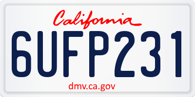 CA license plate 6UFP231