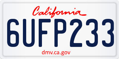 CA license plate 6UFP233