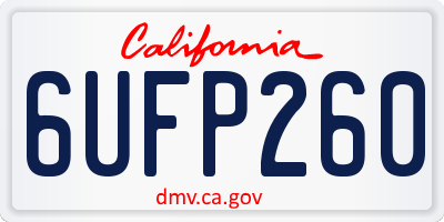 CA license plate 6UFP260
