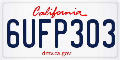 CA license plate 6UFP303