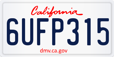 CA license plate 6UFP315