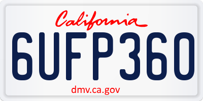 CA license plate 6UFP360