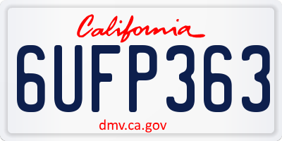 CA license plate 6UFP363