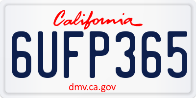 CA license plate 6UFP365
