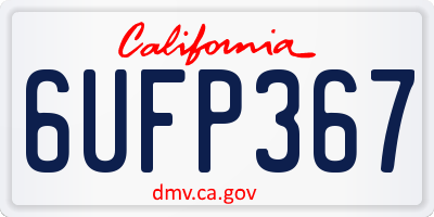 CA license plate 6UFP367