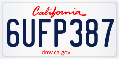 CA license plate 6UFP387