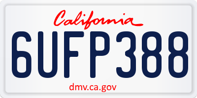 CA license plate 6UFP388