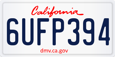 CA license plate 6UFP394