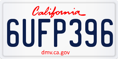 CA license plate 6UFP396