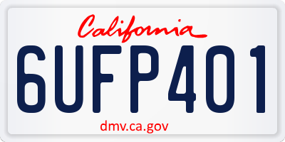 CA license plate 6UFP401