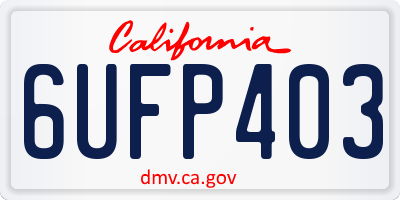CA license plate 6UFP403
