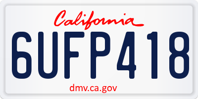CA license plate 6UFP418