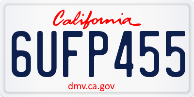 CA license plate 6UFP455