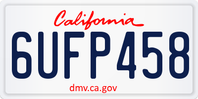 CA license plate 6UFP458