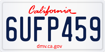 CA license plate 6UFP459