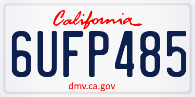 CA license plate 6UFP485