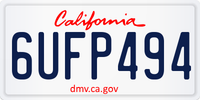 CA license plate 6UFP494