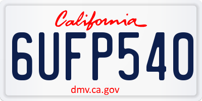 CA license plate 6UFP540
