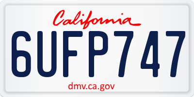 CA license plate 6UFP747