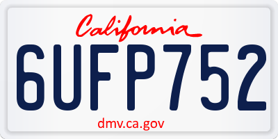 CA license plate 6UFP752