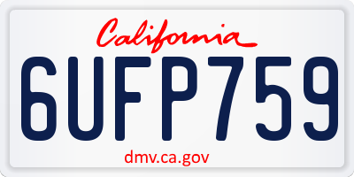 CA license plate 6UFP759