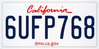 CA license plate 6UFP768