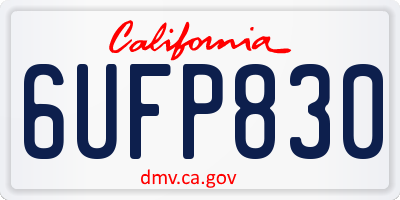 CA license plate 6UFP830