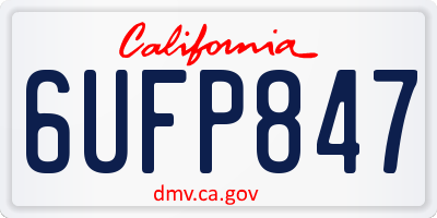 CA license plate 6UFP847