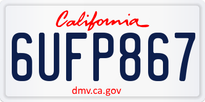 CA license plate 6UFP867