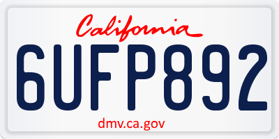 CA license plate 6UFP892