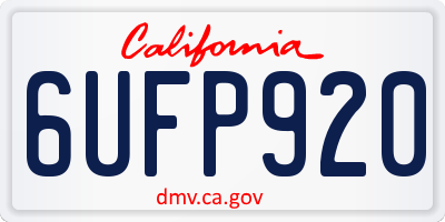 CA license plate 6UFP920