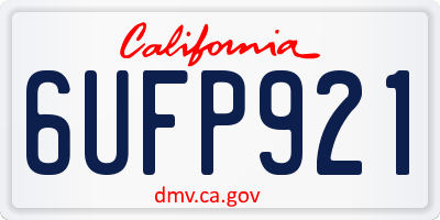CA license plate 6UFP921