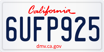 CA license plate 6UFP925