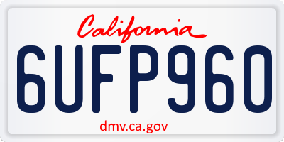 CA license plate 6UFP960