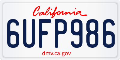 CA license plate 6UFP986