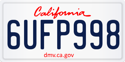 CA license plate 6UFP998