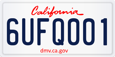 CA license plate 6UFQ001