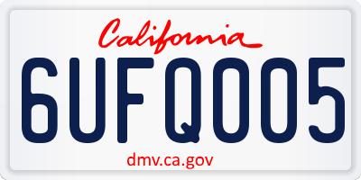 CA license plate 6UFQ005