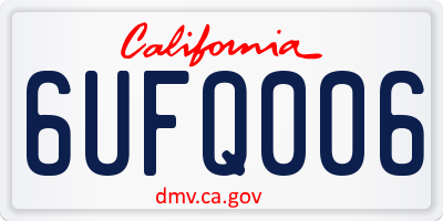 CA license plate 6UFQ006