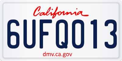 CA license plate 6UFQ013