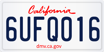 CA license plate 6UFQ016