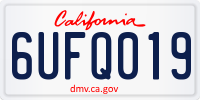 CA license plate 6UFQ019