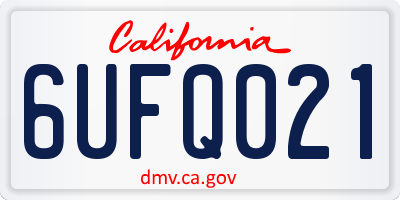 CA license plate 6UFQ021