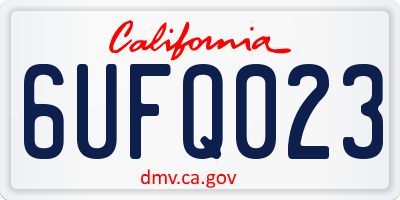 CA license plate 6UFQ023