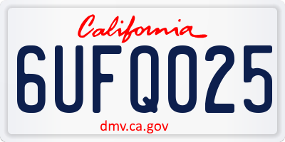 CA license plate 6UFQ025
