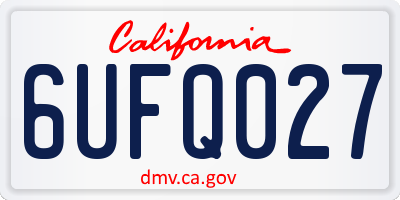CA license plate 6UFQ027
