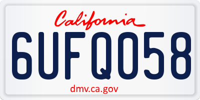 CA license plate 6UFQ058