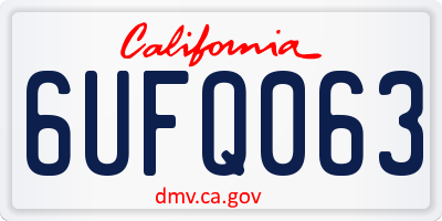 CA license plate 6UFQ063