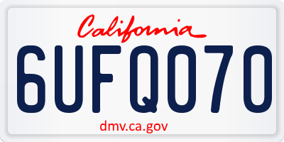 CA license plate 6UFQ070